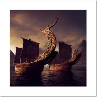 Viking Raiders on Longships Posters and Art